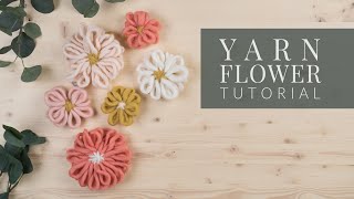 DIY Yarn Flowers easy yarn flowers tutorial [upl. by Aicillyhp]