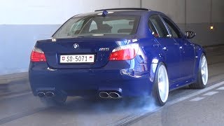 BMW M5 E60 with Eisenmann Race Exhaust  LOUD V10 Sound amp Burnouts [upl. by Newmark265]