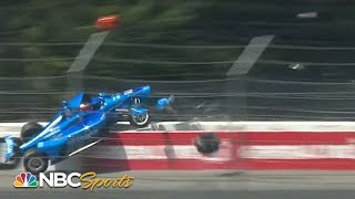 Massive wreck in first lap of IndyCar ABC Supply 500  Motorsports on NBC [upl. by Tannenwald]