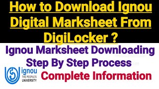 How to Download Ignou Marksheet From DigiLocker [upl. by Chaddy]