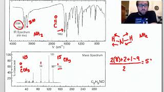 Solving Another Unknown Using NMR IR and MS Spectroscopy  Example 3 [upl. by Lunneta]