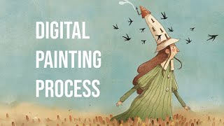 Digital Watercolor  Painting Process  Watercolor Brushes [upl. by Theo]