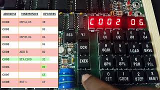 Getting to know 8085 MP Kit and 8 bit addition program [upl. by Malvina545]