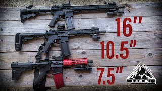 VELOCITY TEST  75quot vs 105quot vs 16quot AR15 [upl. by Tudela208]