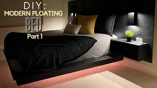 DIY How To Build A Modern Floating Bed Part 1 [upl. by Aivatan]