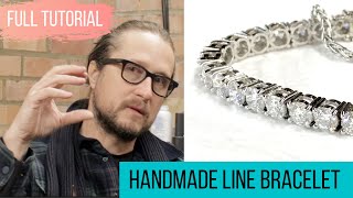 Line Bracelet Tennis Bracelet Goldsmith Tutorial  At The Bench [upl. by Cami]