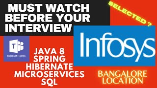 SELECTED  INFOSYS  java spring boot microservices hibernate interview  real time java interview [upl. by Ahsieka]