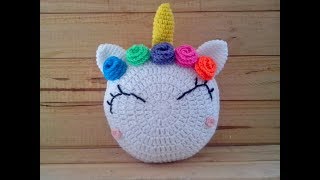 Cojín o almohadón Unicornio tejido a crochet  Paso a paso [upl. by Acinomaj]