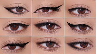 How To 9 Different Eyeliner Styles on HOODED EYES  Easy Beginner Friendly Tutorial [upl. by Virginie]