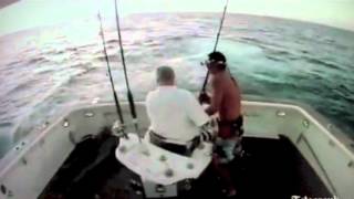 Fisherman falls overboard from Marlin attack [upl. by Nil]