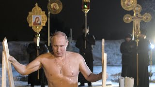 Russian president Vladimir Putin braves subzero lake to mark Orthodox Epiphany [upl. by Nitaf647]