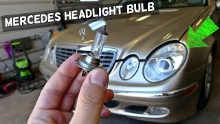 MERCEDES W211 LOW BEAM HEADLIGHT BULB REPLACEMENT REMOVAL [upl. by Hankins]