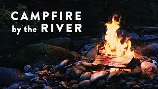 Campfire by the River at Night Ambience  8 Hours Crackling Fire Crickets Ambient Nature Sounds [upl. by Schuyler]