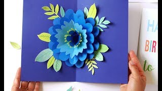 DIY Happy Mothers Day Card Pop Up Flower Free Templates [upl. by Aehta84]