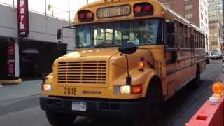 PRIVATE NEW YORK CITY SCHOOL BUSES PICK UP STUDENTS AT W 59TH ST amp 10TH AVENUE ON UPPER WESTSIDE [upl. by Hpesoj885]