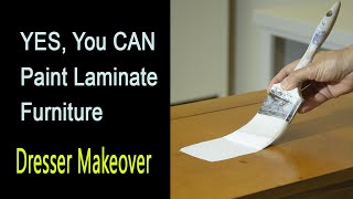 YES YOU CAN PAINT LAMINATE FURNITURE Laminate Dresser Makeover [upl. by Droffats477]