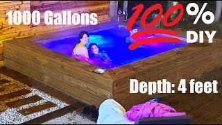 Family builds a DIY inground Hot TubSpa 4 foot deep 1000 gallons fits 10 [upl. by Llenna]